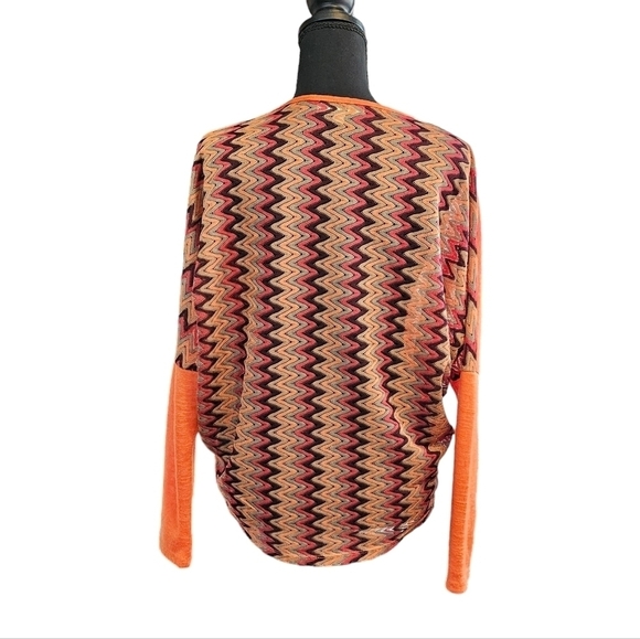 Ya Los Angeles Crochet Back Orange & Brown V neck 65% Cotton 35% Rayon Top Sz S - Picture 3 of 7